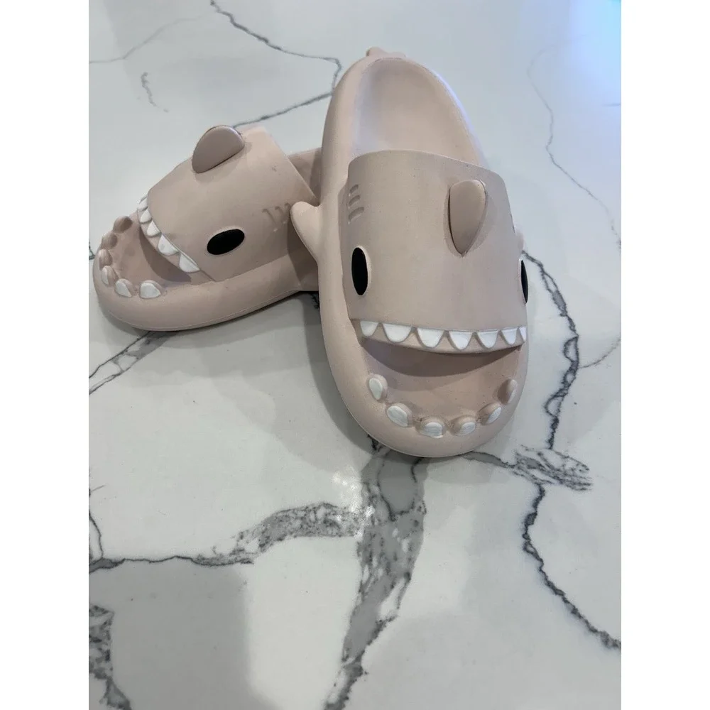 Men's Light Pink Shark Slide Sandals Lightweight 3D Slip-On EU 44-45 US 11.5